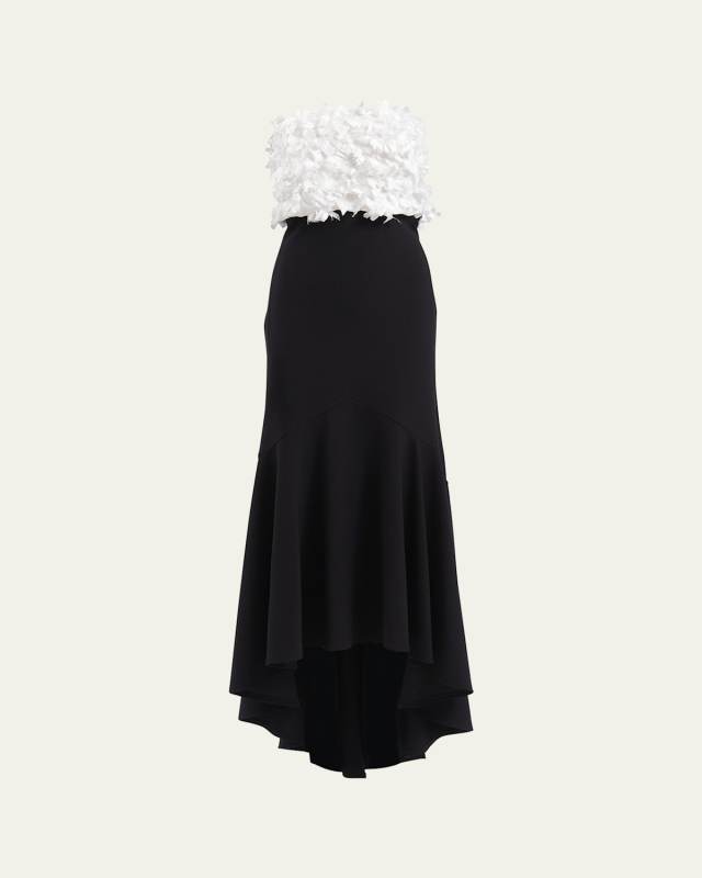 Baldwin Floral Applique Strapless Gown